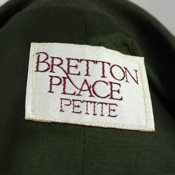 Vintage Bretton Place Petite Blazer Jacket Worsted Wool Moss Green 8P - Picture 4 of 5